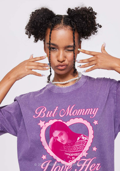 Custom But Mommy I Love Her Y2K Shirts Washed Tee Cherrykitten