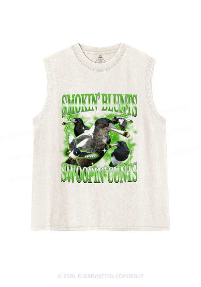 Smokin Blunts Swoopin Cxxts Y2K Washed Muscle Tank Cherrykitten