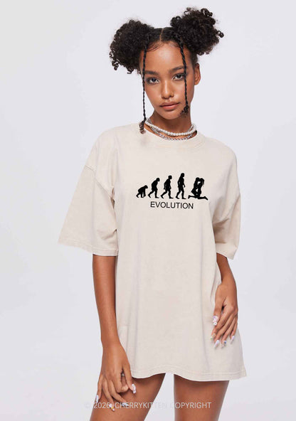 Lesbian Evolution Pride Y2K Shirts Washed Tee Cherrykitten