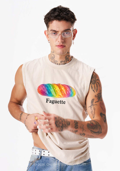 Rainbow Faguette Pride Y2K Washed Muscle Tank Cherrykitten