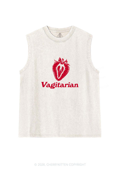 Vagitarian Strawberry Pride Y2K Washed Muscle Tank Cherrykitten