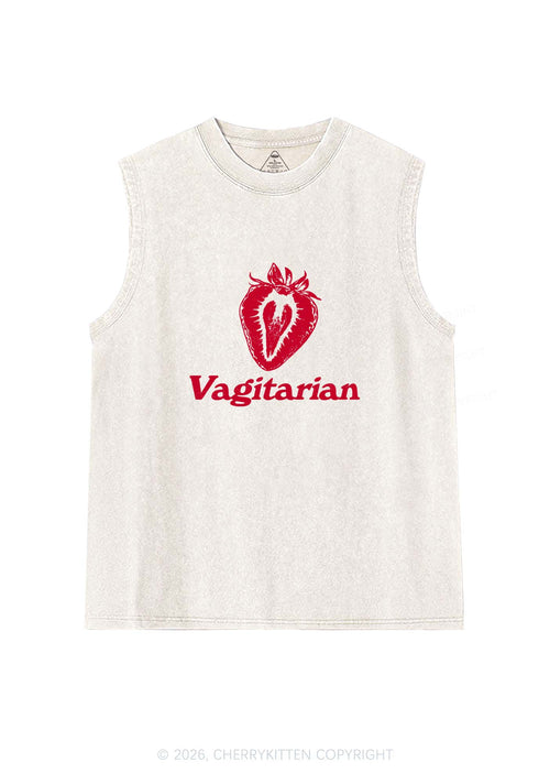 Vagitarian Strawberry Pride Y2K Washed Muscle Tank Cherrykitten