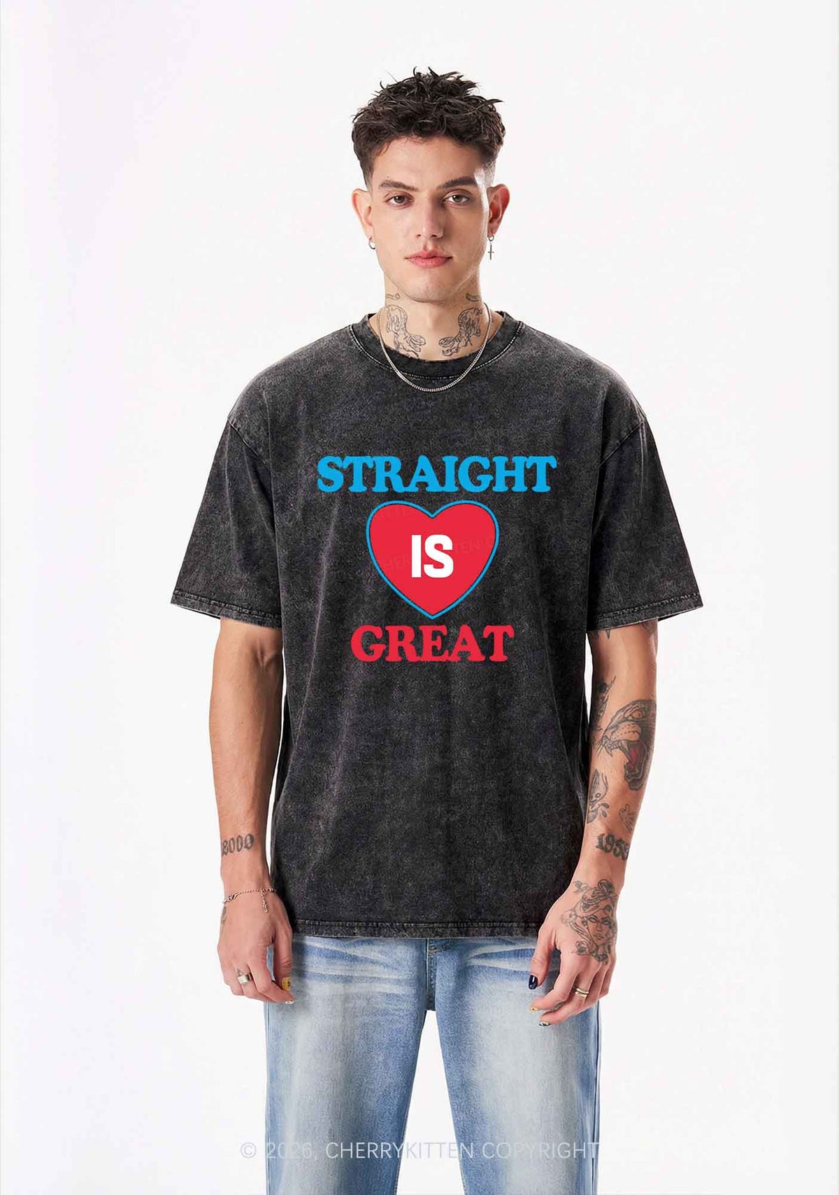 Straight Is Great Pride Y2K Shirts Washed Tee Cherrykitten