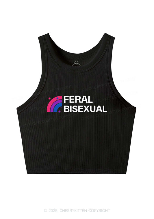 Feral Bisexual Pride Y2K Crop Tank Top Cherrykitten