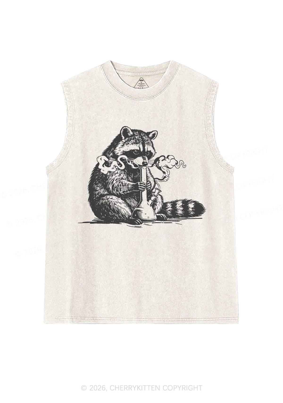 Stoned Raccoon Y2K Washed Muscle Tank Cherrykitten