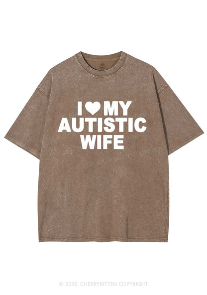 I Love My Autistic Wife Y2K Shirts Washed Tee Cherrykitten