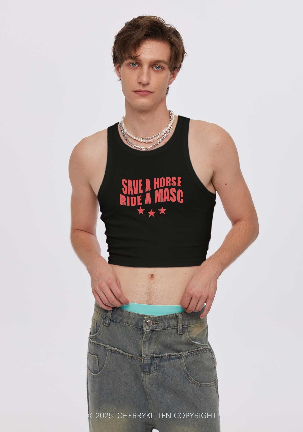 Ride A Masc Pride Y2K Crop Tank Top Cherrykitten