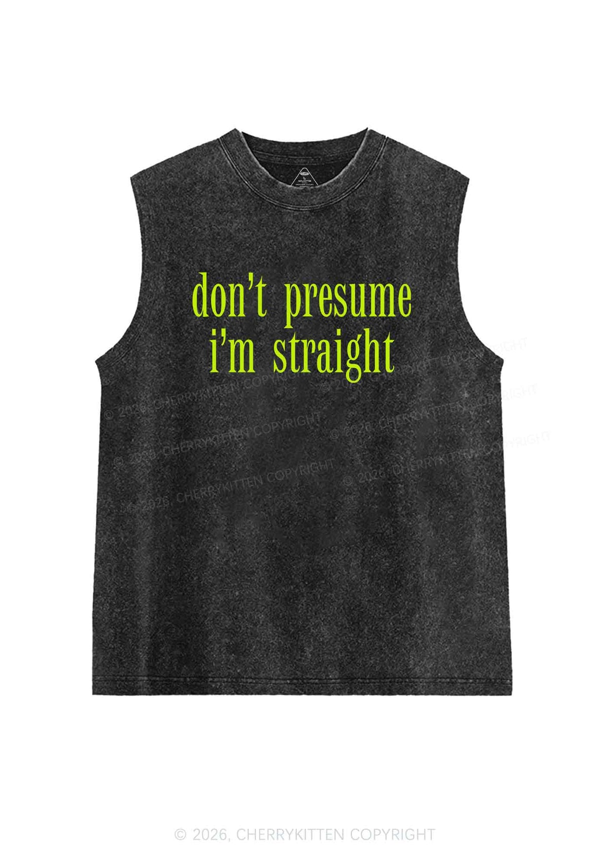 Dont Presume Im Straight Pride Y2K Washed Muscle Tank Cherrykitten