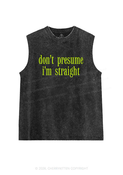 Dont Presume Im Straight Pride Y2K Washed Muscle Tank Cherrykitten