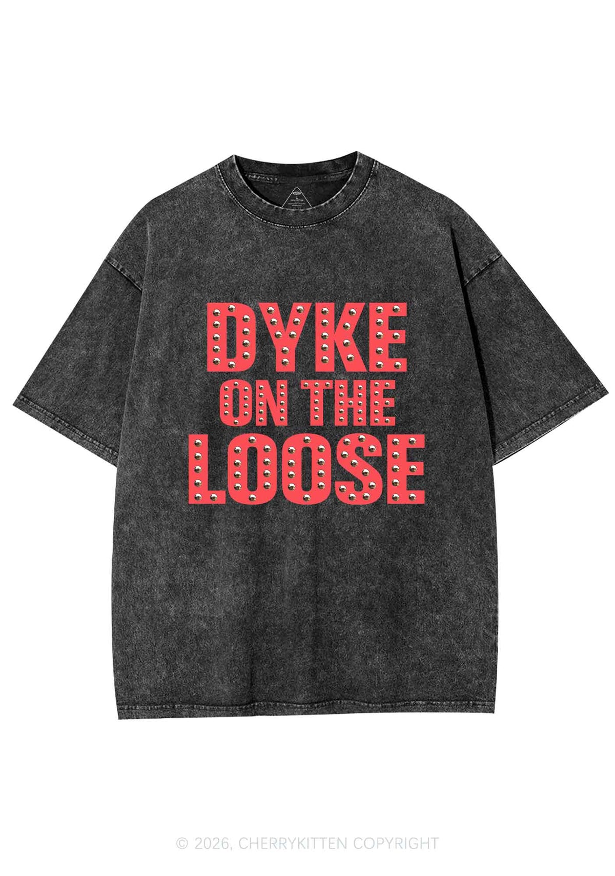 Dyke On The Loose Pride Y2K Shirts Washed Tee Cherrykitten
