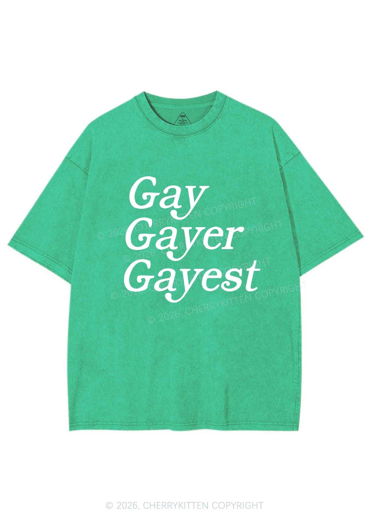 Gay Gayer Gayest Pride Y2K Shirts Washed Tee Cherrykitten