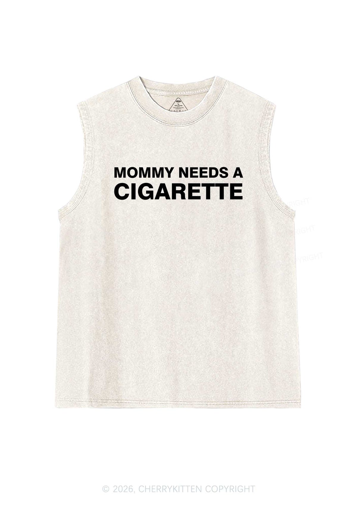 Mommy Needs A Cigarette Y2K Washed Muscle Tank Cherrykitten