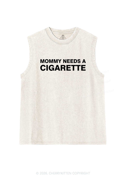 Mommy Needs A Cigarette Y2K Washed Muscle Tank Cherrykitten
