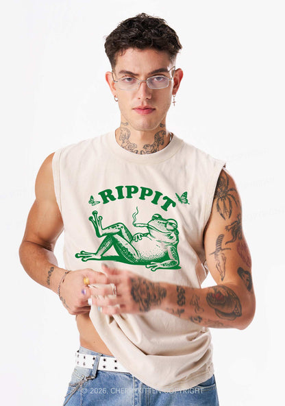 Rippit Frog Y2K Washed Muscle Tank Cherrykitten