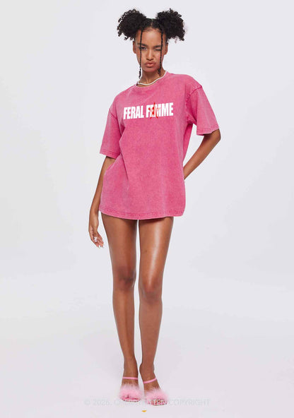 Feral Femme Pride Y2K Shirts Washed Tee Cherrykitten