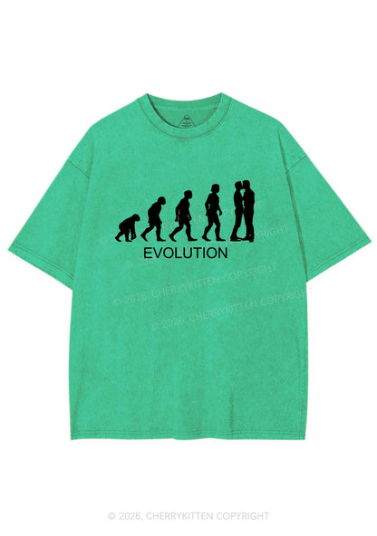 Gay Evolution Pride Y2K Shirts Washed Tee Cherrykitten