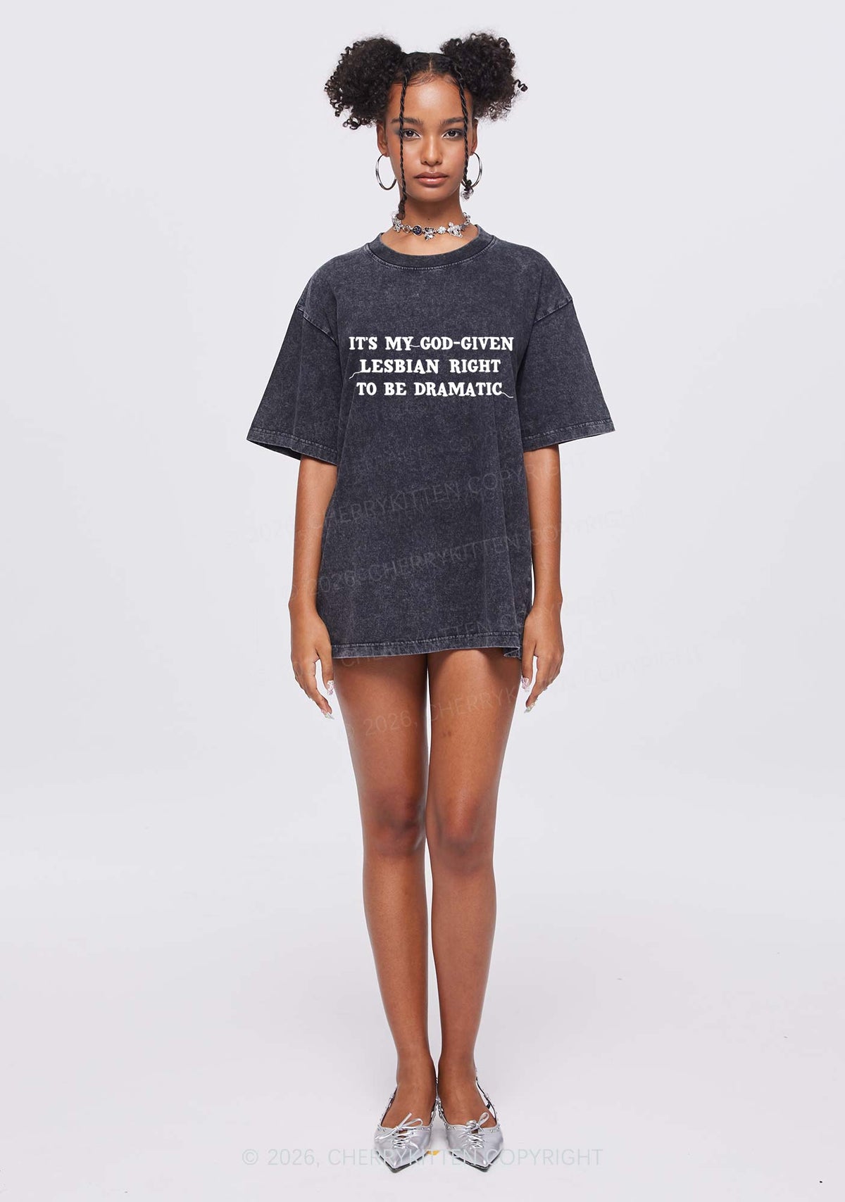 God Given Lesbian Right Pride Y2K Shirts Washed Tee Cherrykitten