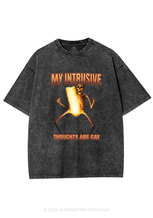 My Intrusive Thoughts Are Gay Pride Y2K Shirts Washed Tee Cherrykitten