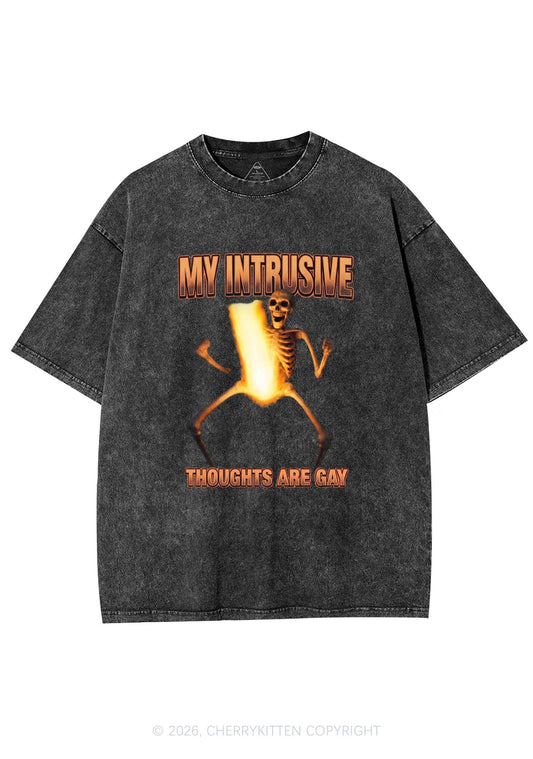 My Intrusive Thoughts Are Gay Pride Y2K Shirts Washed Tee Cherrykitten