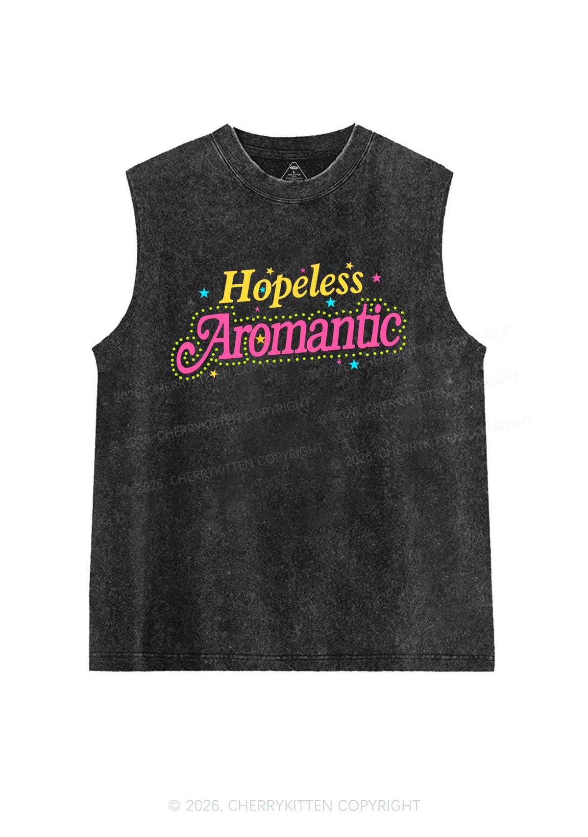 Hopeless Aromantic Pride Y2K Washed Muscle Tank Cherrykitten