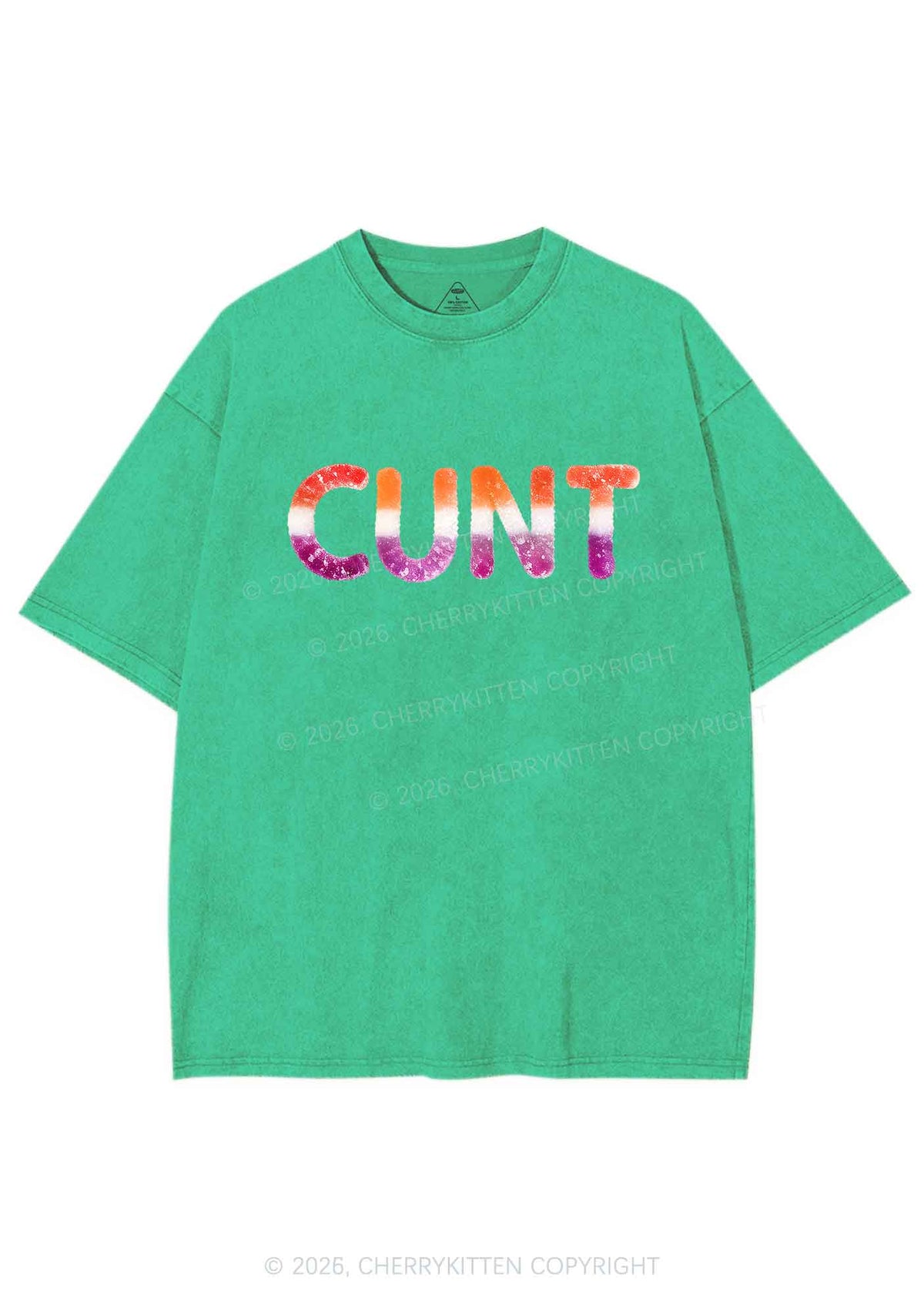Lesbian Candy Cxxt Pride Y2K Shirts Washed Tee Cherrykitten