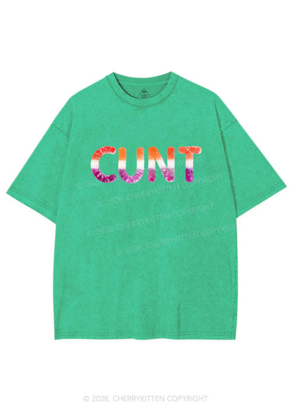 Lesbian Candy Cxxt Pride Y2K Shirts Washed Tee Cherrykitten