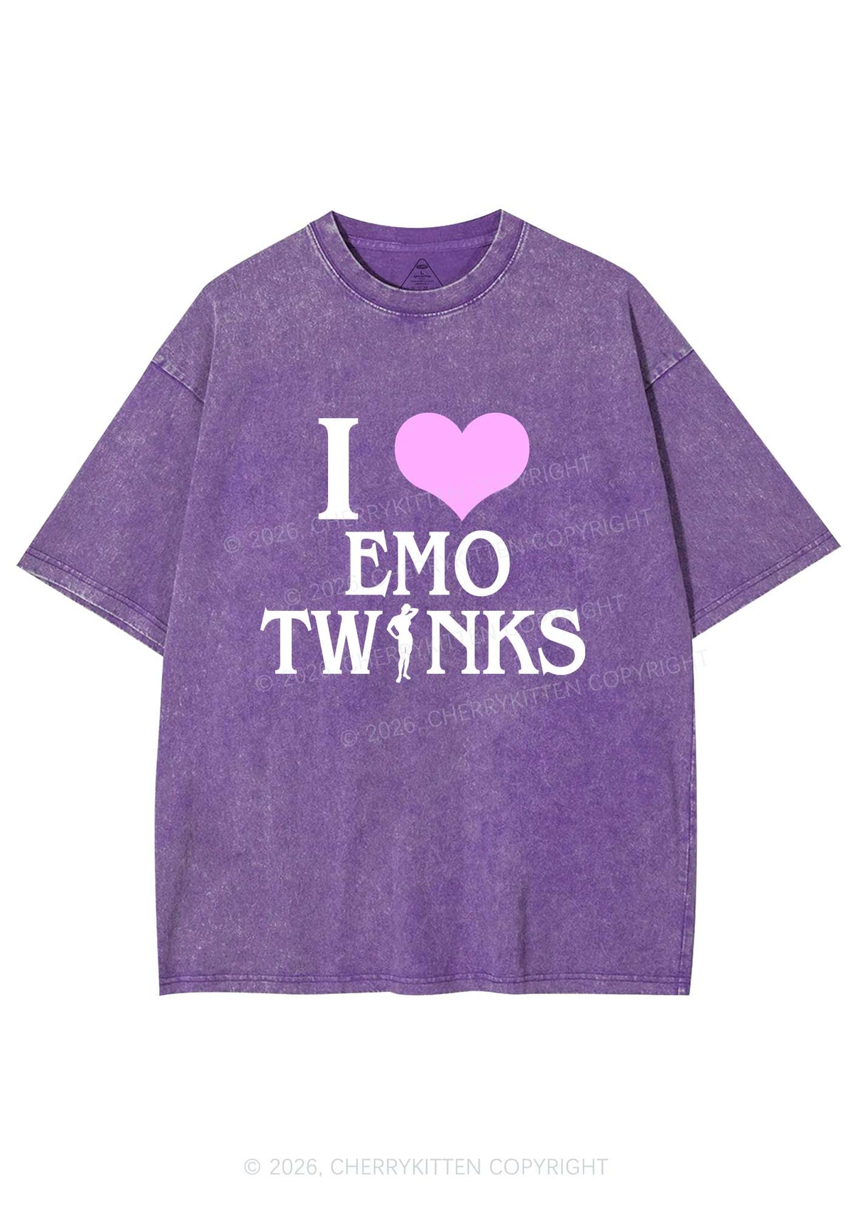 I Love Emo Twinks Pride Y2K Shirts Washed Tee Cherrykitten