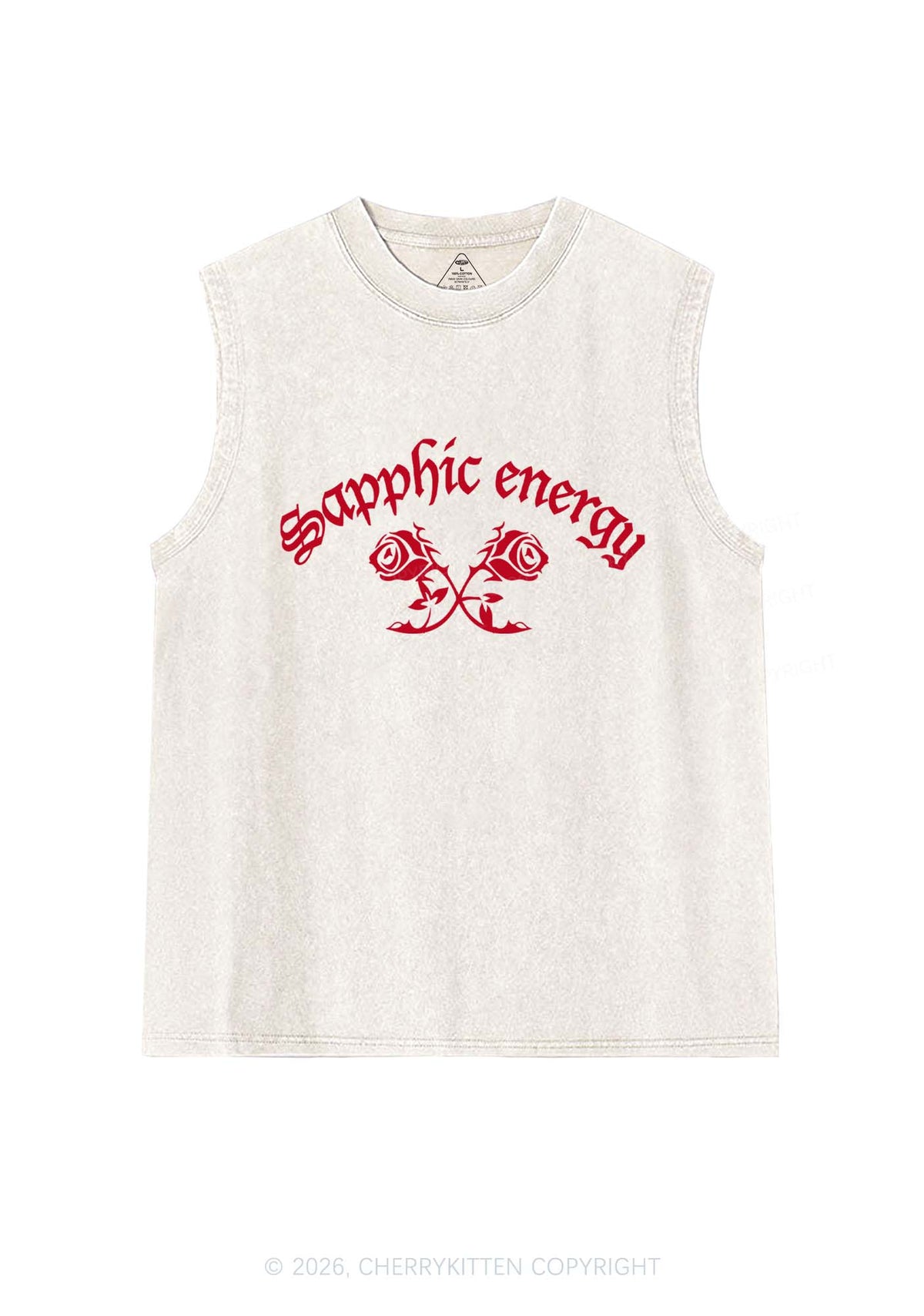 Sapphic Energy Pride Y2K Washed Muscle Tank Cherrykitten