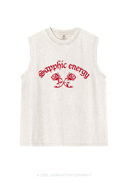 Sapphic Energy Pride Y2K Washed Muscle Tank Cherrykitten