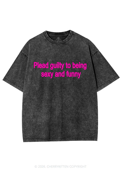 Plead Guilty To Being Funny Y2K Shirts Washed Tee Cherrykitten