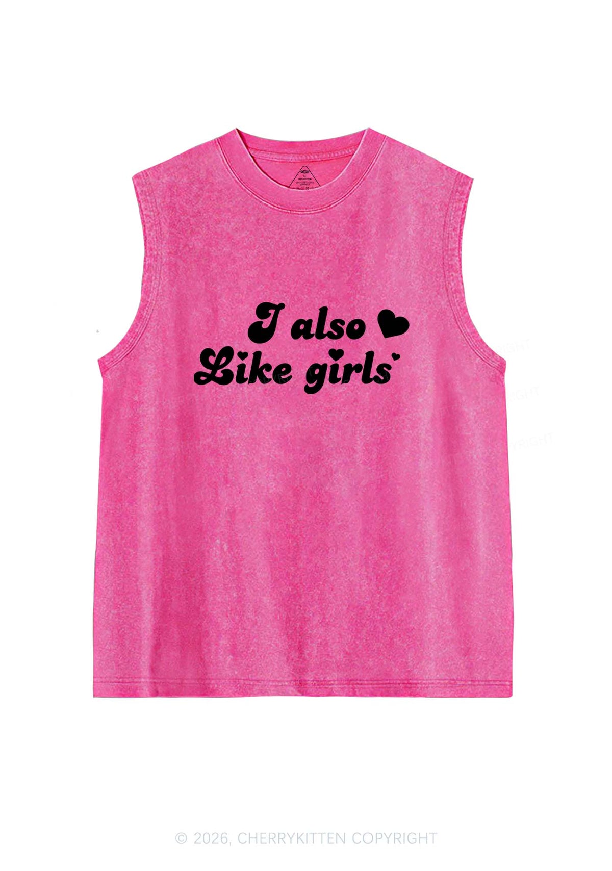I Also Like Girls Pride Y2K Washed Muscle Tank Cherrykitten