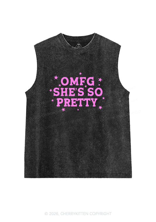 OMFG Shes So Pretty Pride Y2K Washed Muscle Tank Cherrykitten