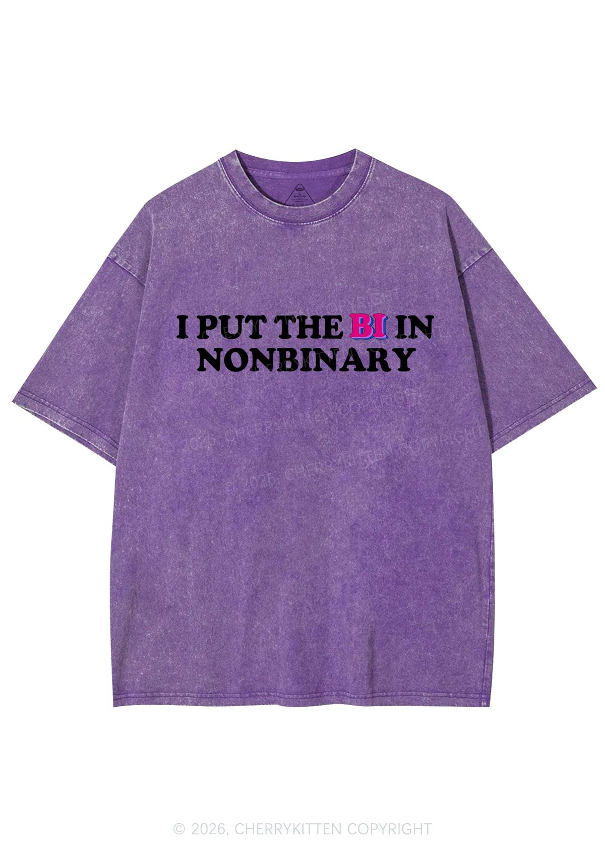 I Put The Bi In Nonbinary Pride Y2K Shirts Washed Tee Cherrykitten