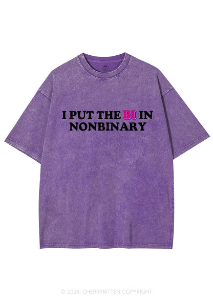 I Put The Bi In Nonbinary Pride Y2K Shirts Washed Tee Cherrykitten