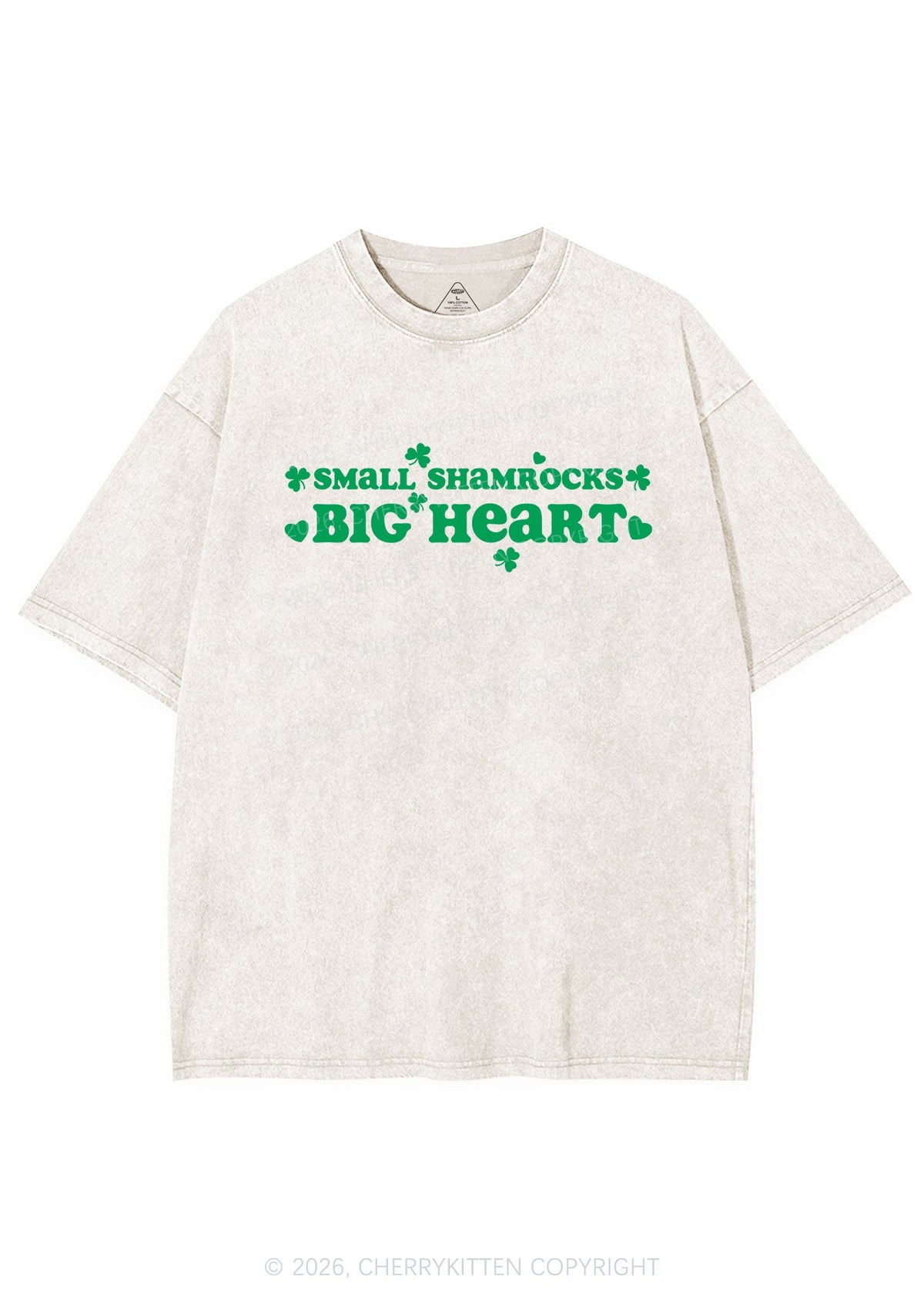 Small Shamrocks Big Heart St Patricks Y2K Shirts Washed Tee Cherrykitten
