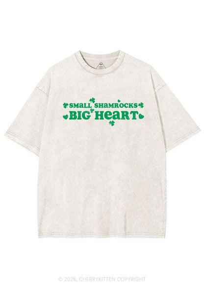 Small Shamrocks Big Heart St Patricks Y2K Shirts Washed Tee Cherrykitten