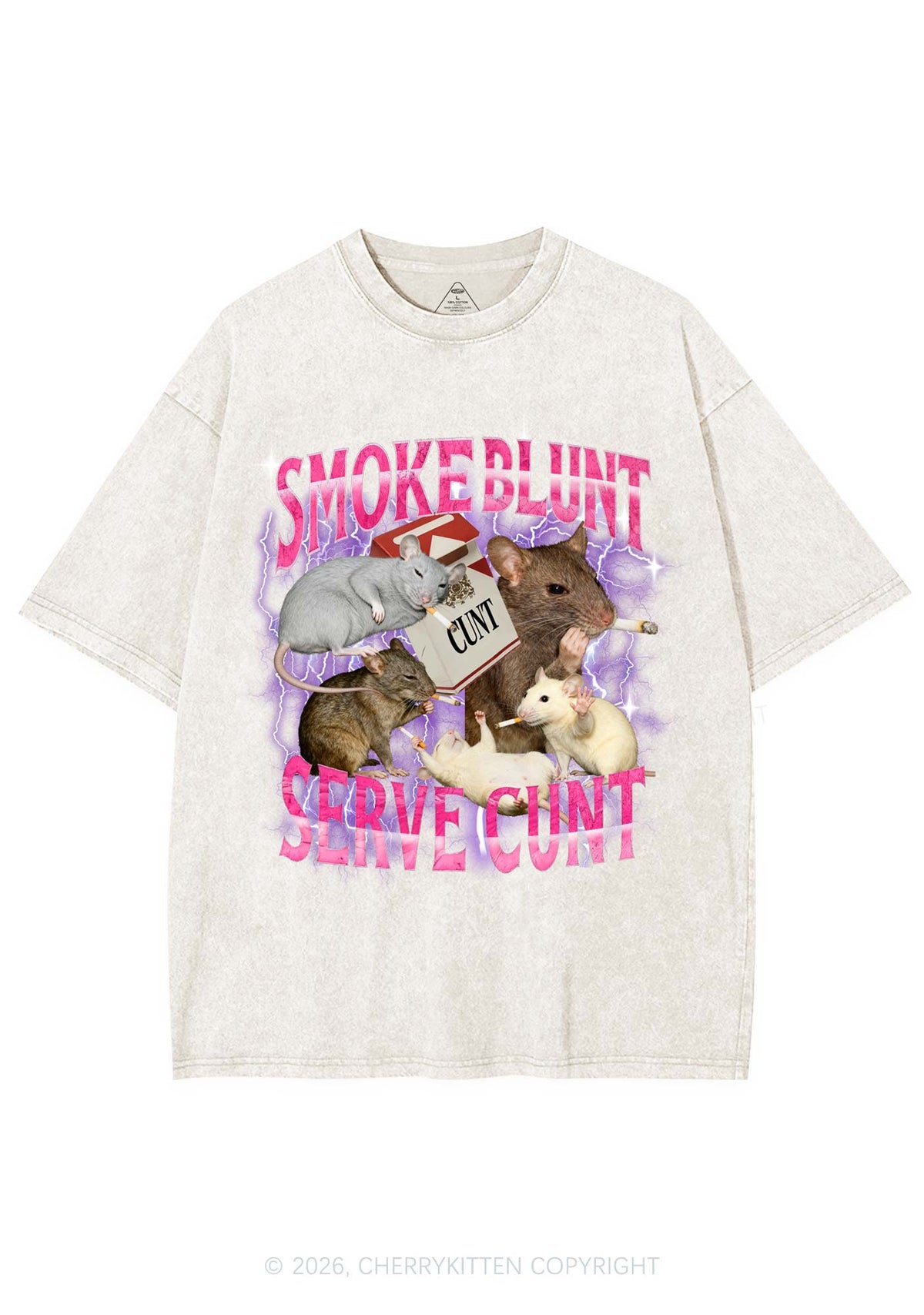 Smoke Blunt Rats Y2K Shirts Washed Tee Cherrykitten