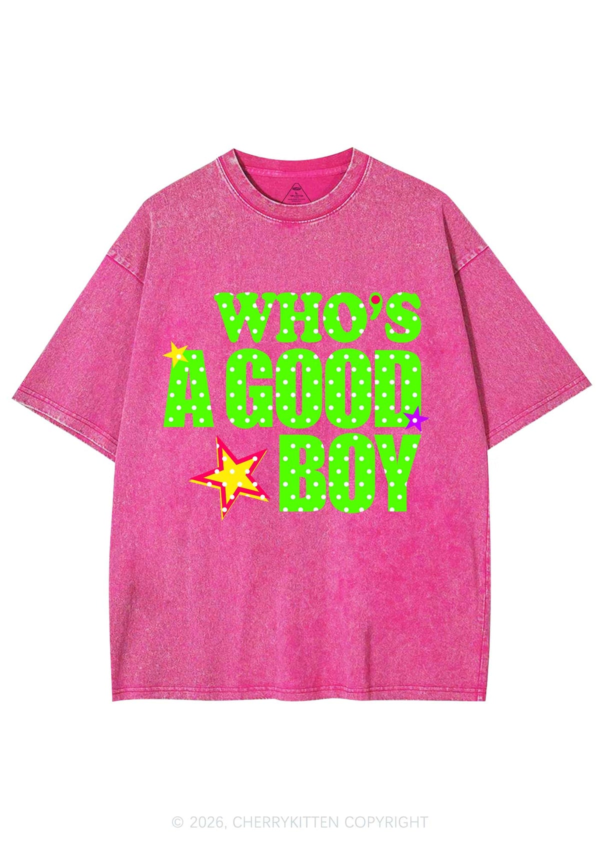Whos A Good Boy Polka Dots Y2K Shirts Washed Tee Cherrykitten