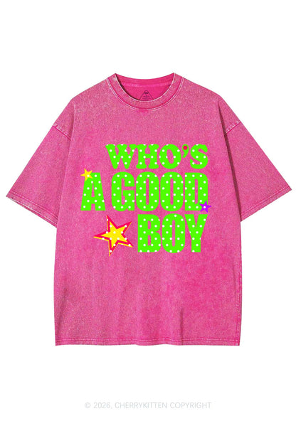 Whos A Good Boy Polka Dots Y2K Shirts Washed Tee Cherrykitten