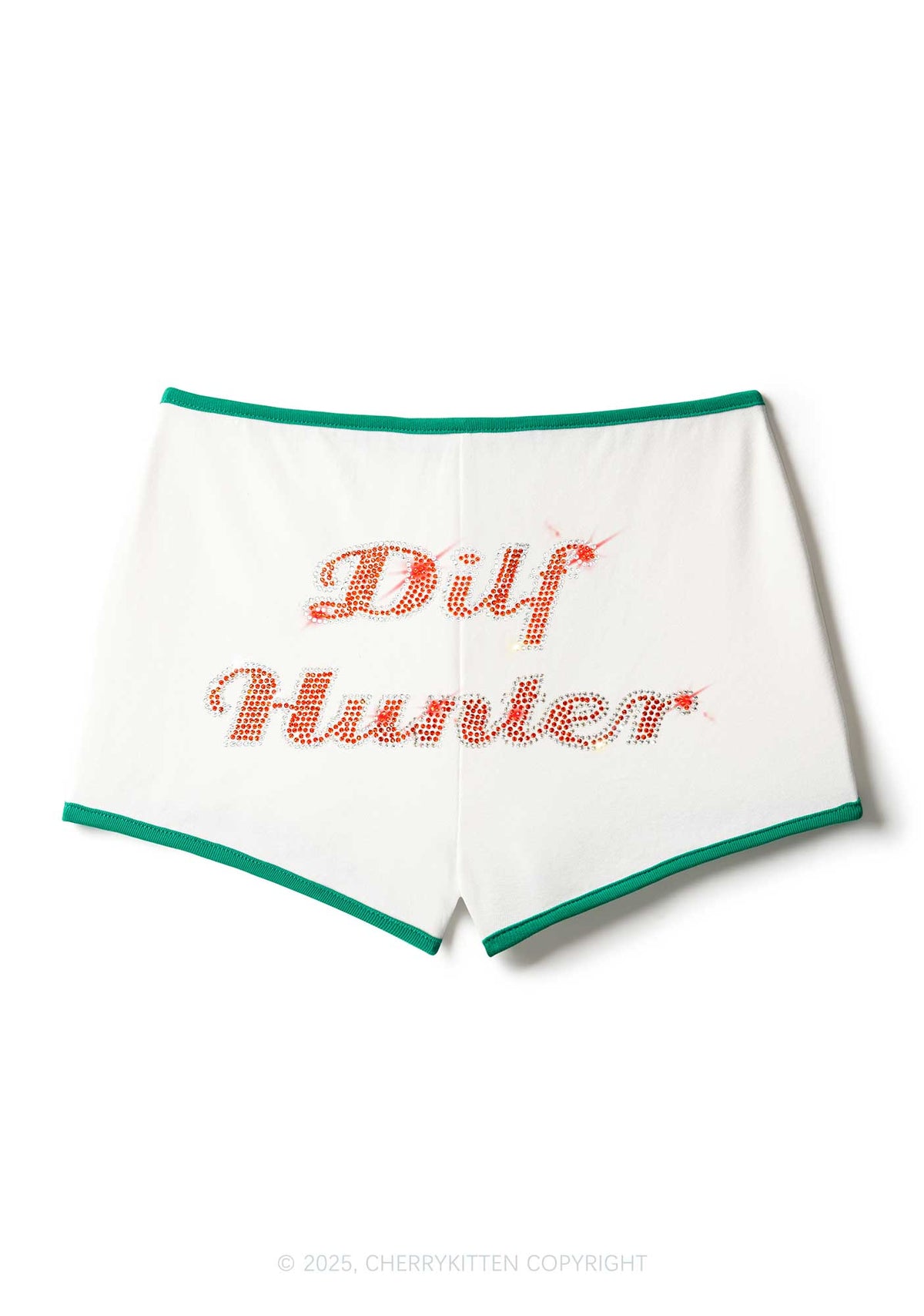 Rhinestone Green Hunter Y2K Booty Shorts Cherrykitten
