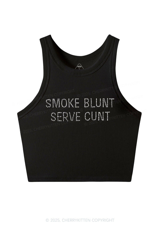 Rhinestone Smoke Blunt Y2K Crop Tank Top Cherrykitten