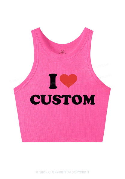 I Love Custom Personalized Y2K Crop Tank Top Cherrykitten