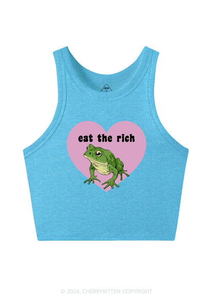 Eat The Rich Frog Y2K Crop Tank Top Cherrykitten