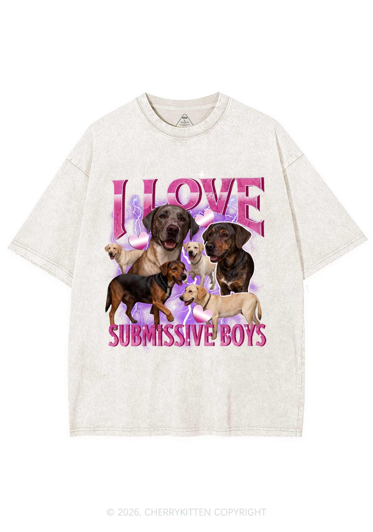 I Love S Dogs Y2K Shirts Washed Tee Cherrykitten