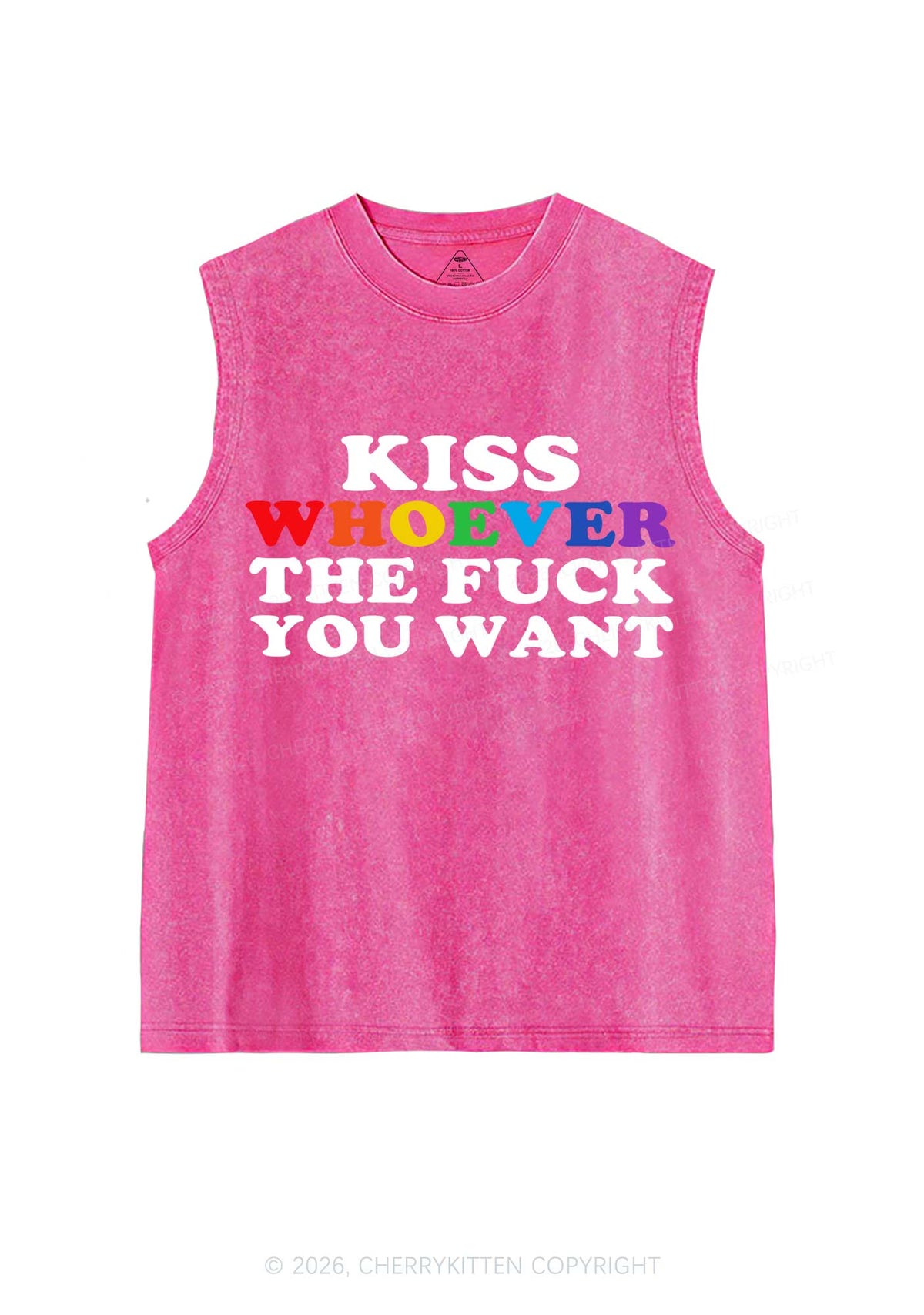 Kiss Whoever You Want Pride Y2K Washed Muscle Tank Cherrykitten