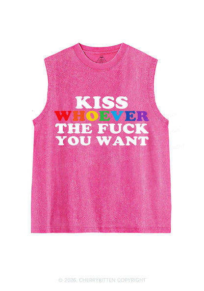 Kiss Whoever You Want Pride Y2K Washed Muscle Tank Cherrykitten