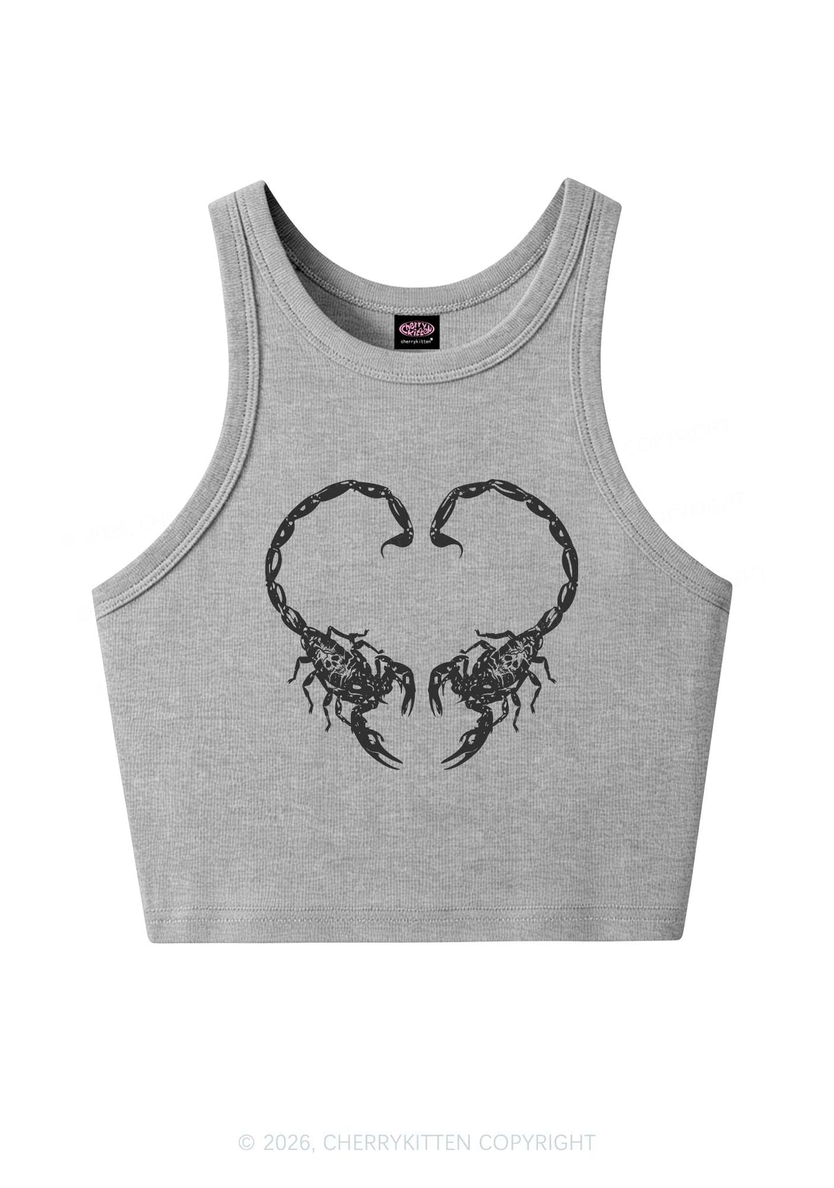 Skull Scorpion Heart Y2K Crop Tank Top Cherrykitten