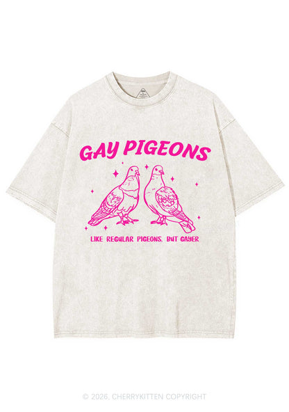 Gay Pigeons Pride Y2K Shirts Washed Tee Cherrykitten