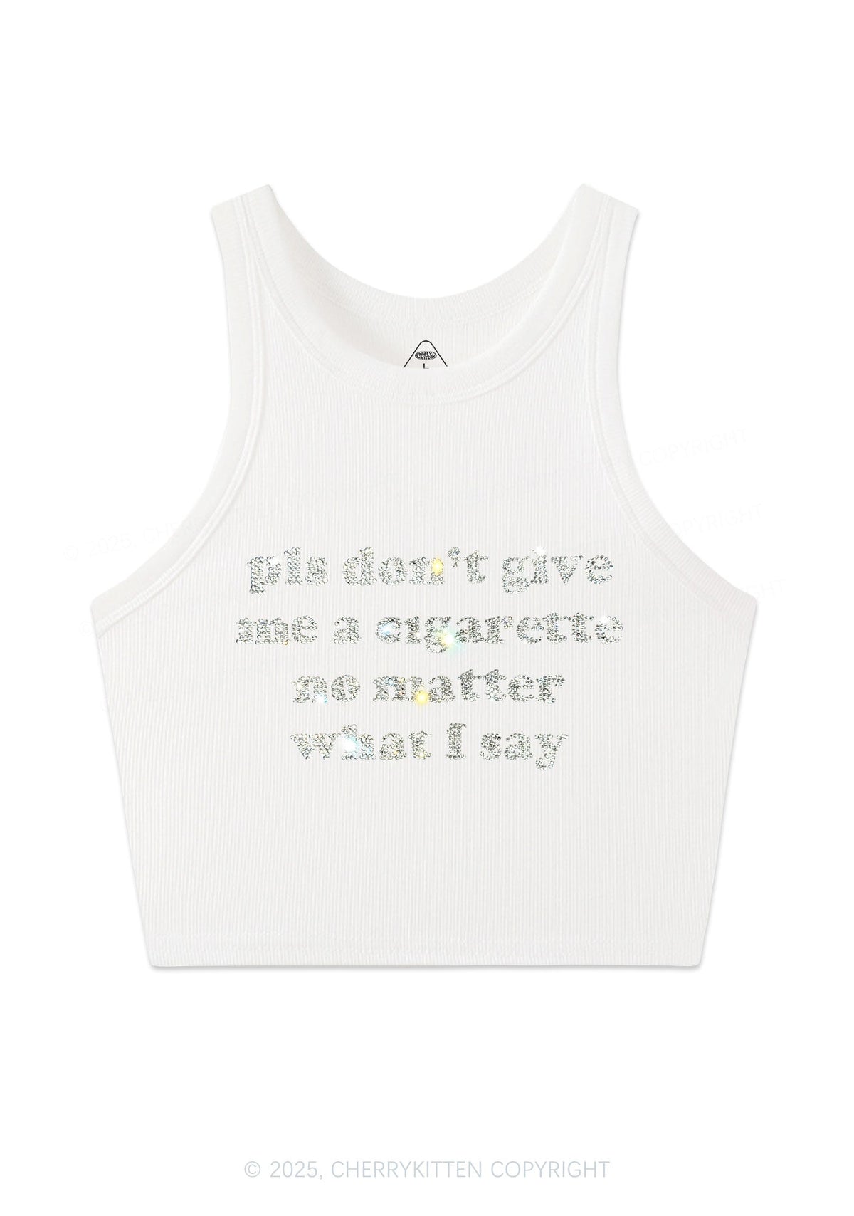 Rhinestone Dont Give Me Cigarette Y2K Crop Tank Top Cherrykitten