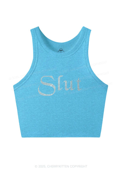 Rhinestone Slxt Y2K Crop Tank Top Cherrykitten